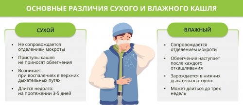 Чем отличается сухой кашель от влажного